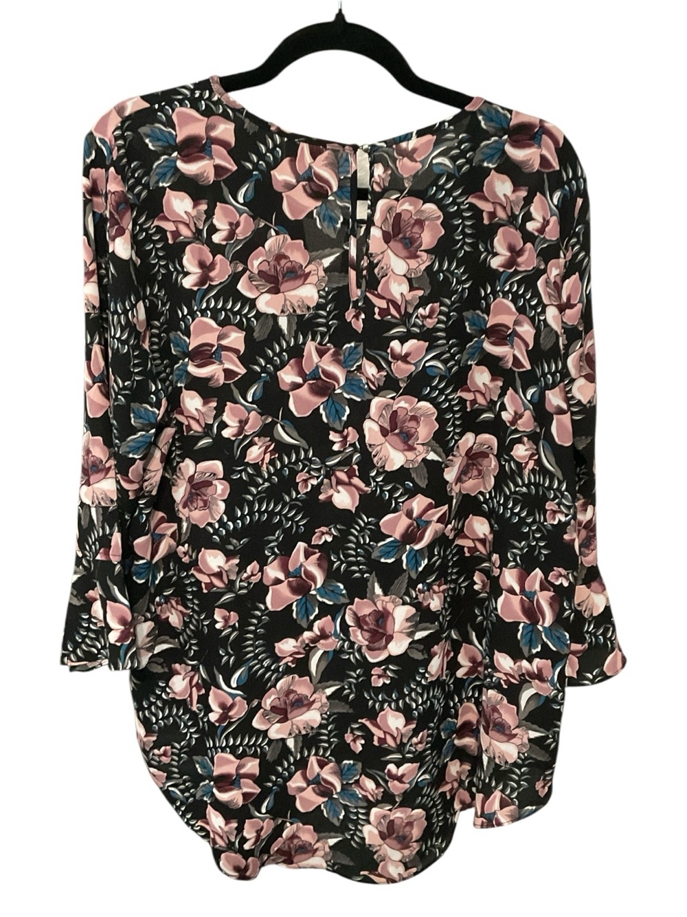 Cato Floral Pleated Blouse XL Black Pink Blue 3/4 Sleeve Preloved - Picture 4 of 5